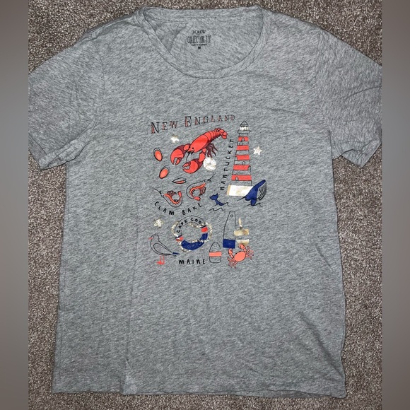 J. Crew Collectors Tee Gray New England Cape Cod Nantucket Maine Shirt Top M - Picture 1 of 3